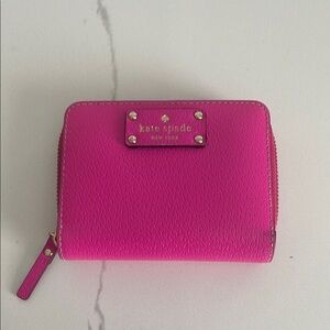 Kate Spade Pink Wallet Saffiano Leather Gold Hardware